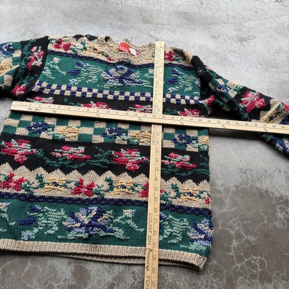 Liz Claiborne Liz & Co Sweater Womens Small Colorful Floral Knit Cotton Pullover - Picture 7 of 7